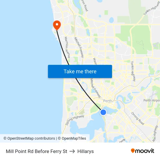 Mill Point Rd Before Ferry St to Hillarys map