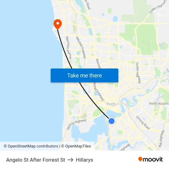 Angelo St After Forrest St to Hillarys map