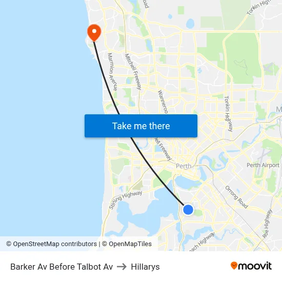 Barker Av Before Talbot Av to Hillarys map