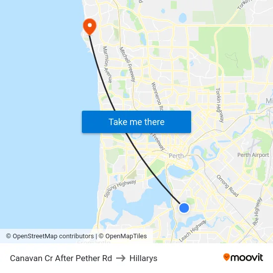 Canavan Cr After Pether Rd to Hillarys map