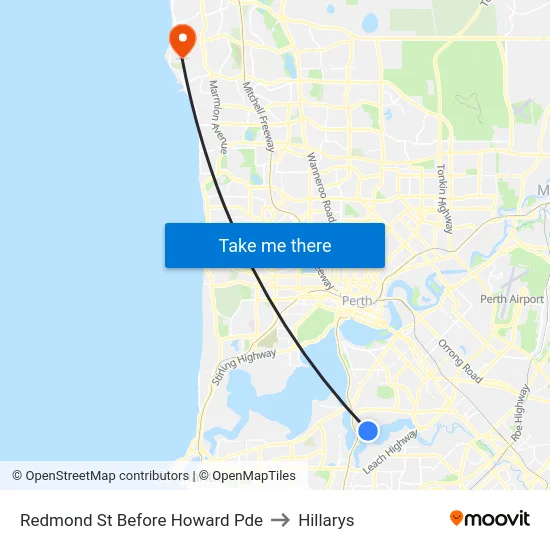 Redmond St Before Howard Pde to Hillarys map
