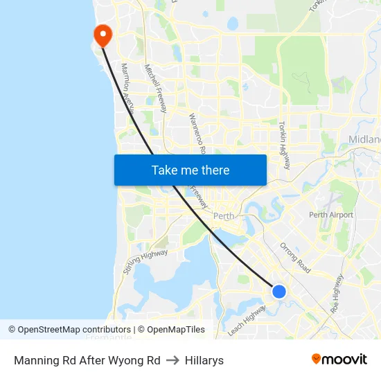 Manning Rd After Wyong Rd to Hillarys map