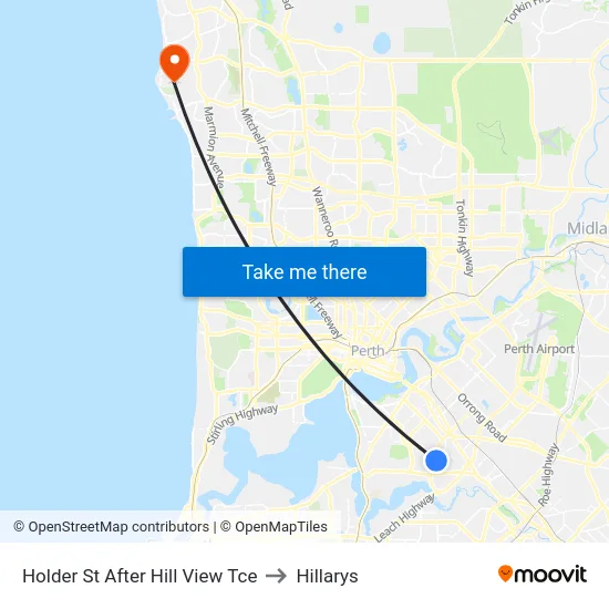 Holder St After Hill View Tce to Hillarys map
