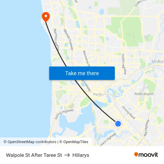 Walpole St After Taree St to Hillarys map