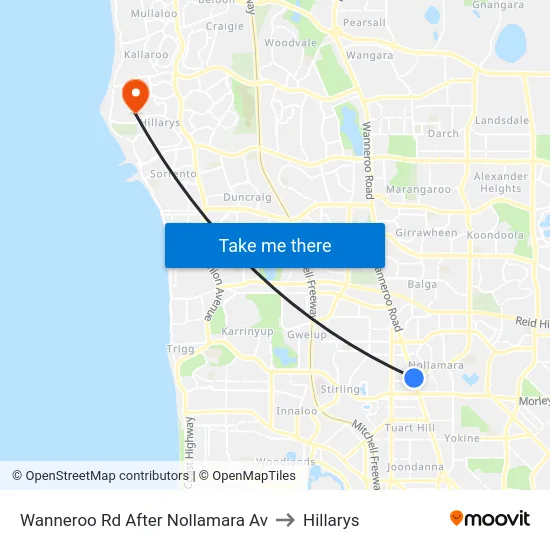 Wanneroo Rd After Nollamara Av to Hillarys map