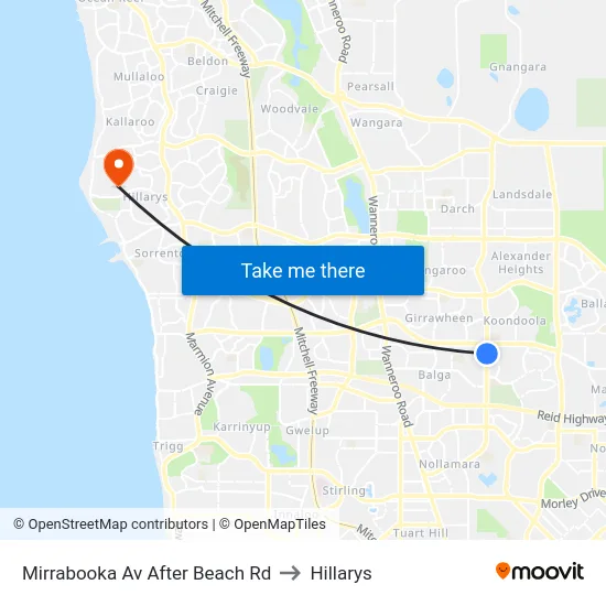 Mirrabooka Av After Beach Rd to Hillarys map