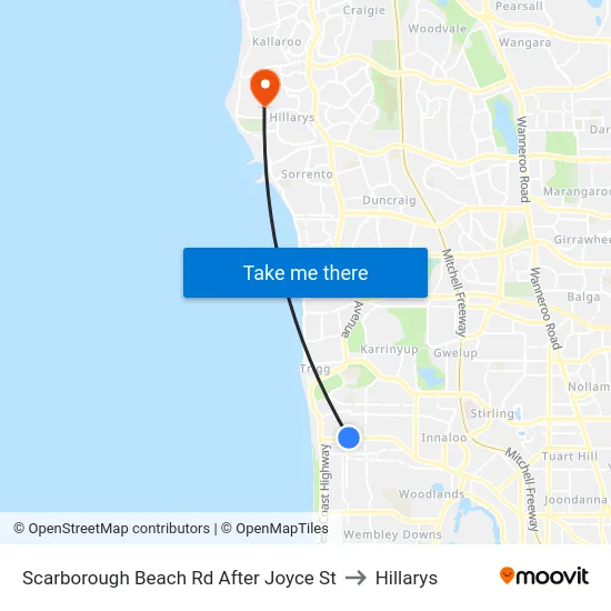 Scarborough Beach Rd After Joyce St to Hillarys map