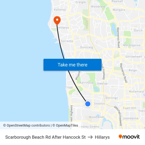 Scarborough Beach Rd After Hancock St to Hillarys map