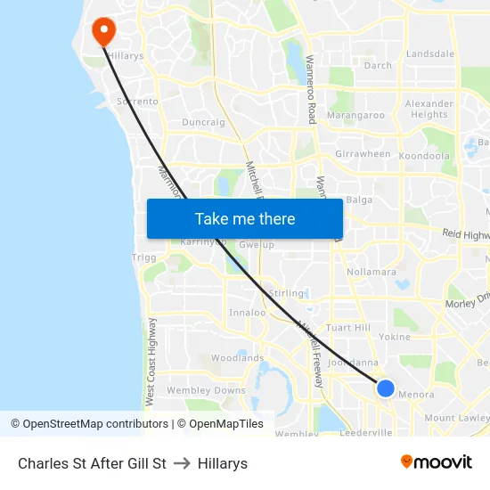 Charles St After Gill St to Hillarys map