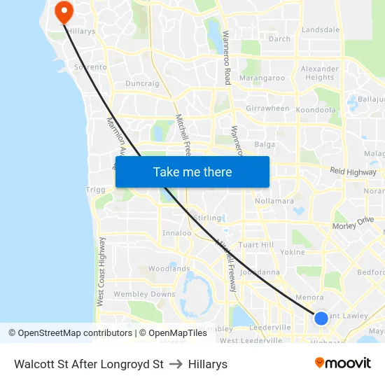 Walcott St After Longroyd St to Hillarys map