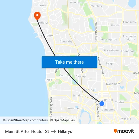 Main St After Hector St to Hillarys map