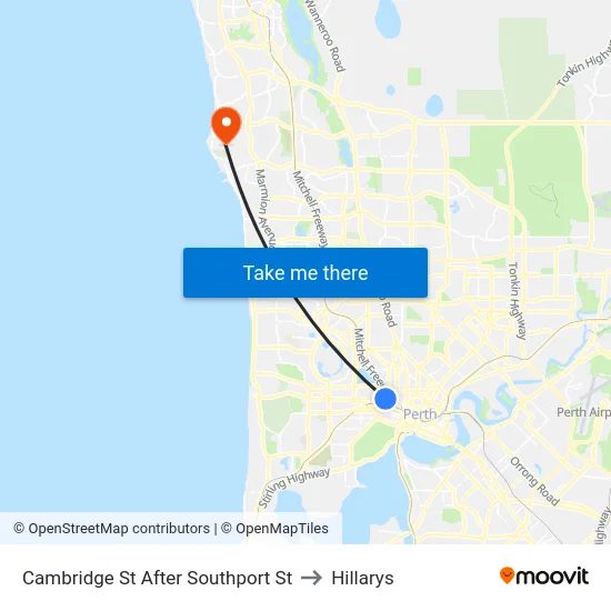 Cambridge St After Southport St to Hillarys map