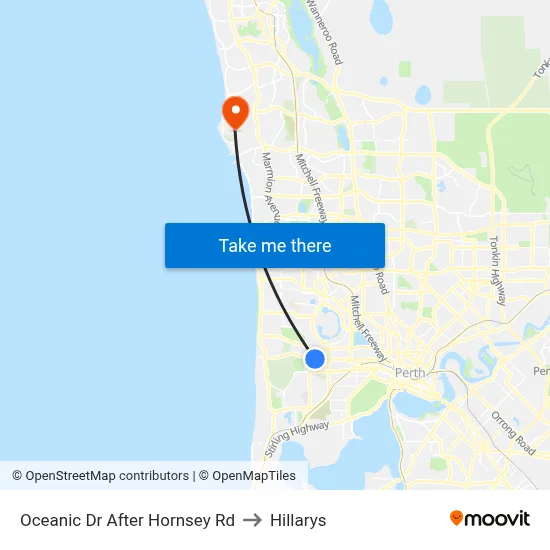Oceanic Dr After Hornsey Rd to Hillarys map