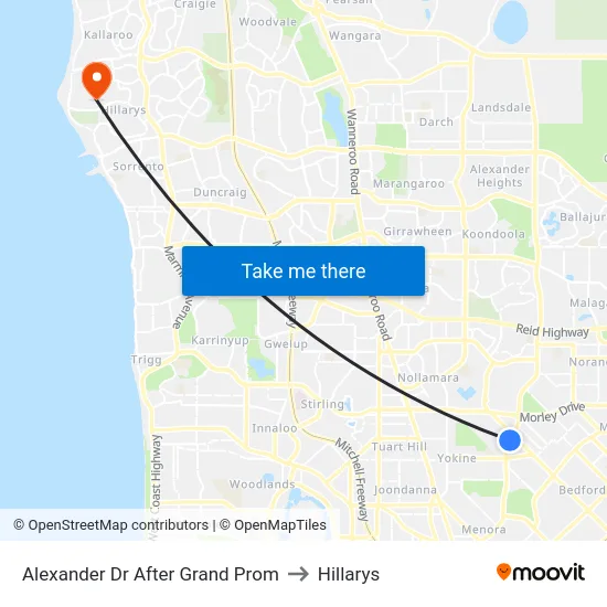 Alexander Dr After Grand Prom to Hillarys map
