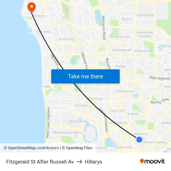 Fitzgerald St After Russell Av to Hillarys map