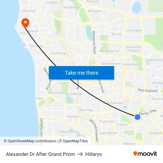 Alexander Dr After Grand Prom to Hillarys map