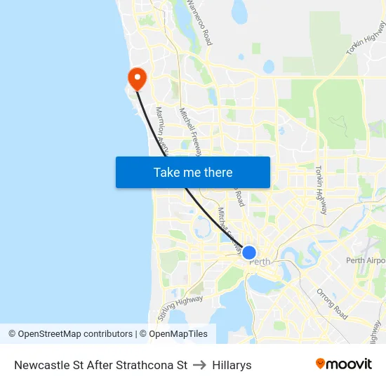 Newcastle St After Strathcona St to Hillarys map