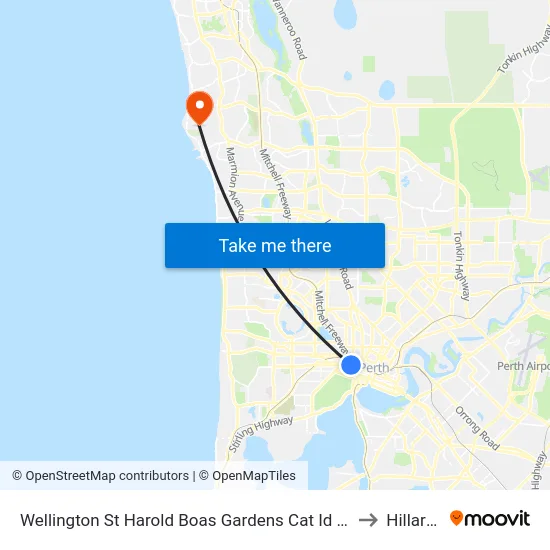 Wellington St Harold Boas Gardens Cat Id 41 to Hillarys map