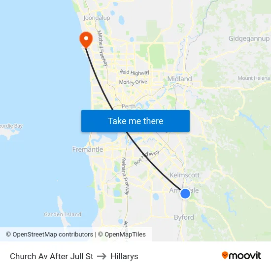 Church Av After Jull St to Hillarys map