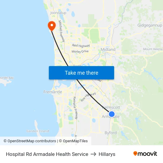 Hospital Rd Armadale Health Service to Hillarys map