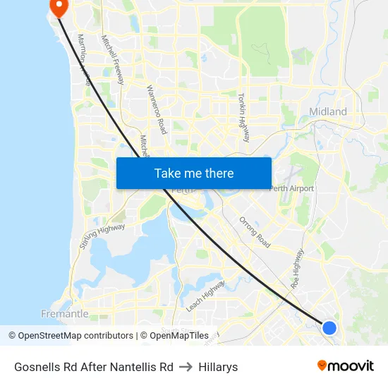 Gosnells Rd After Nantellis Rd to Hillarys map
