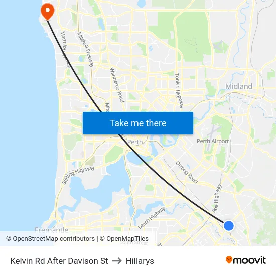 Kelvin Rd After Davison St to Hillarys map