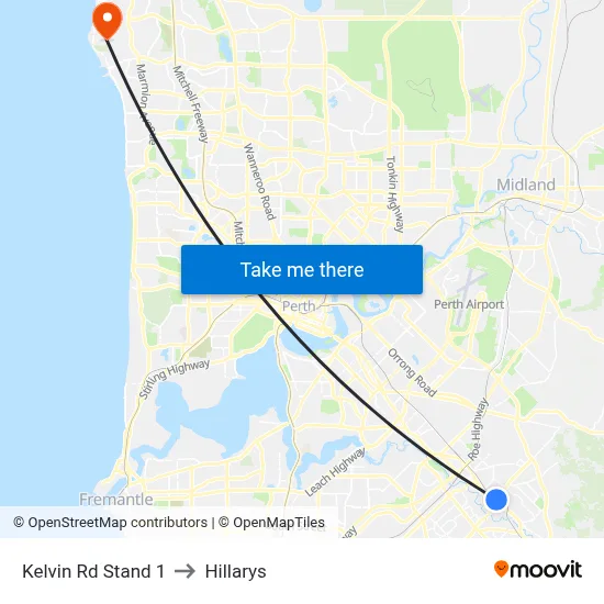 Kelvin Rd Stand 1 to Hillarys map
