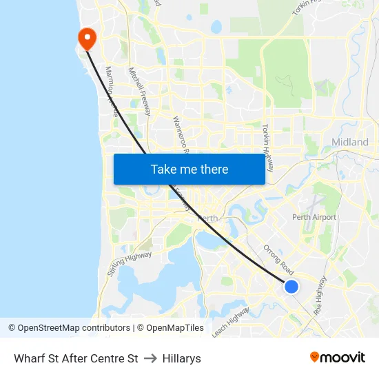 Wharf St After Centre St to Hillarys map