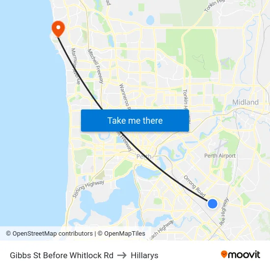 Gibbs St Before Whitlock Rd to Hillarys map