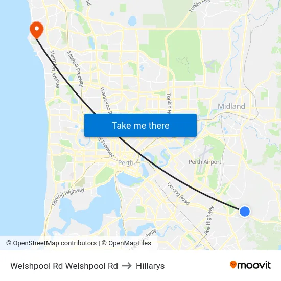 Welshpool Rd Welshpool Rd to Hillarys map