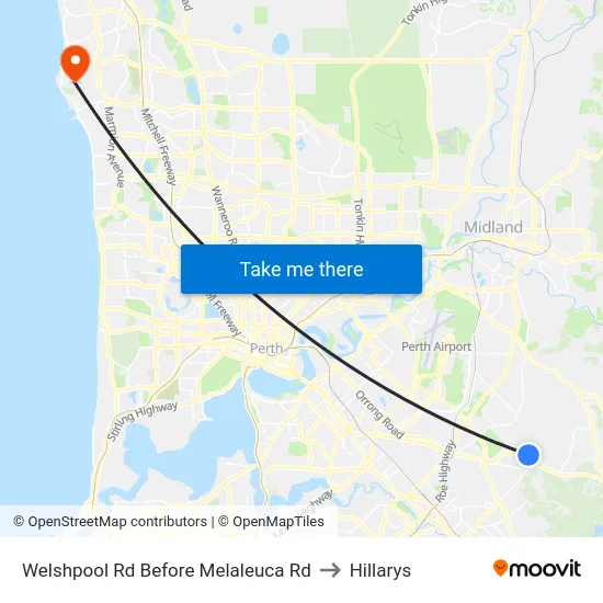 Welshpool Rd Before Melaleuca Rd to Hillarys map