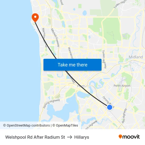 Welshpool Rd After Radium St to Hillarys map