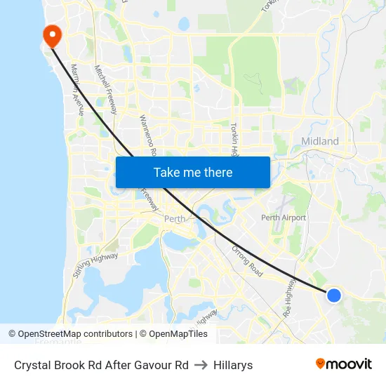 Crystal Brook Rd After Gavour Rd to Hillarys map