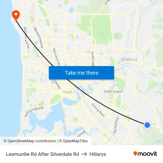 Lesmurdie Rd After Silverdale Rd to Hillarys map