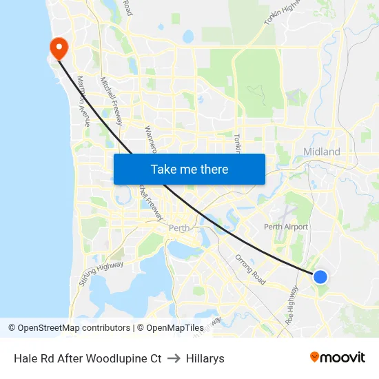 Hale Rd After Woodlupine Ct to Hillarys map