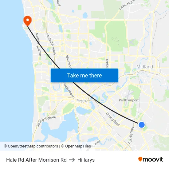 Hale Rd After Morrison Rd to Hillarys map