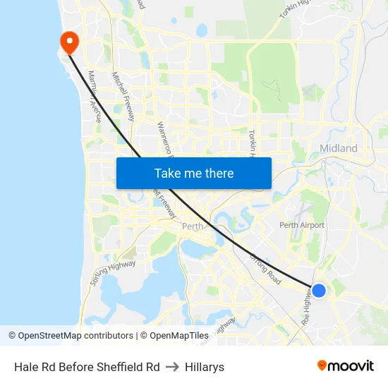Hale Rd Before Sheffield Rd to Hillarys map