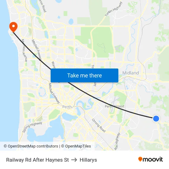 Railway Rd After Haynes St to Hillarys map
