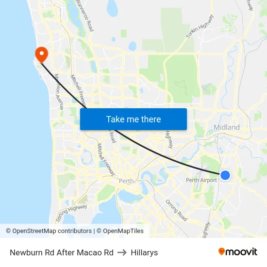 Newburn Rd After Macao Rd to Hillarys map