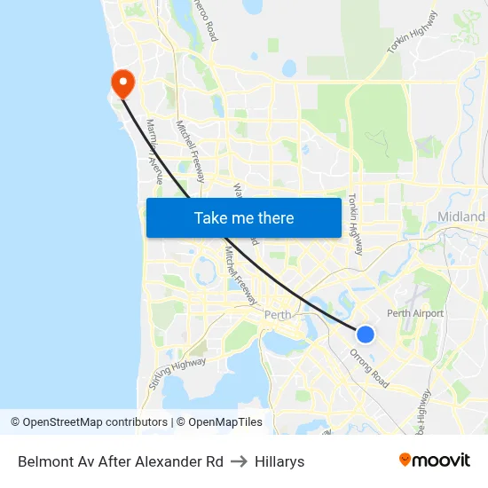 Belmont Av After Alexander Rd to Hillarys map