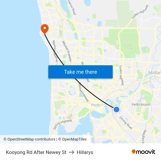 Kooyong Rd After Newey St to Hillarys map