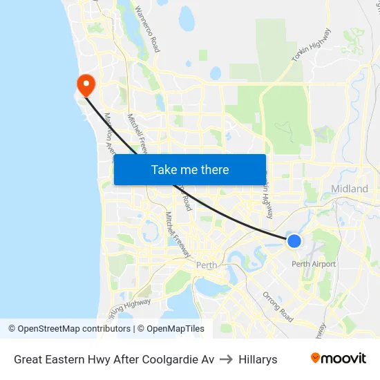 Great Eastern Hwy After Coolgardie Av to Hillarys map