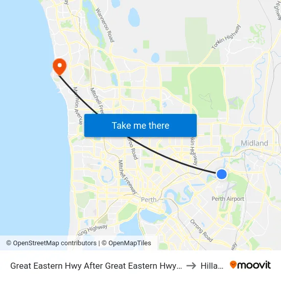 Great Eastern Hwy After Great Eastern Hwy Bypass to Hillarys map