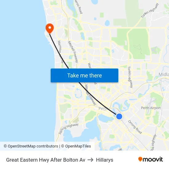 Great Eastern Hwy After Bolton Av to Hillarys map