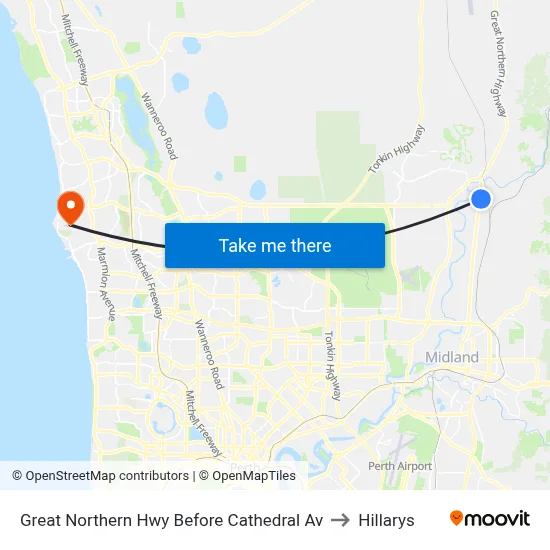 Great Northern Hwy Before Cathedral Av to Hillarys map