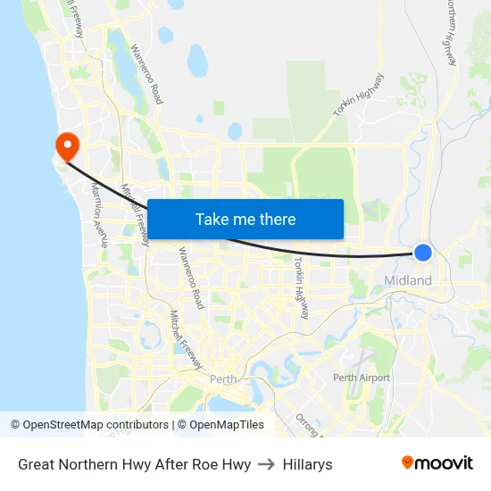 Great Northern Hwy After Roe Hwy to Hillarys map
