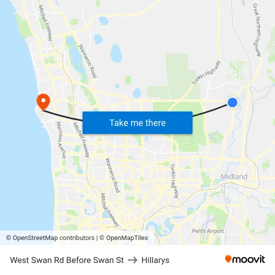 West Swan Rd Before Swan St to Hillarys map