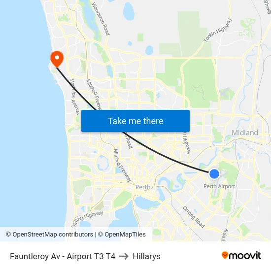 Fauntleroy Av  - Airport T3 T4 to Hillarys map