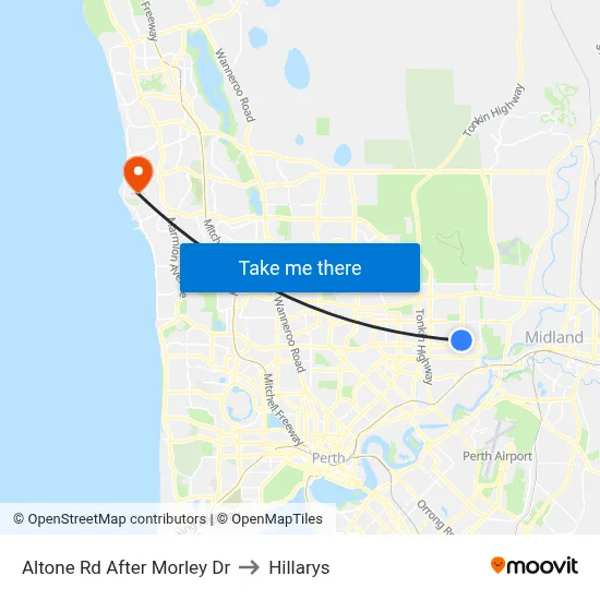 Altone Rd After Morley Dr to Hillarys map