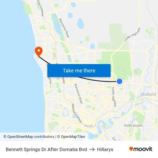 Bennett Springs Dr After Domatia Bvd to Hillarys map